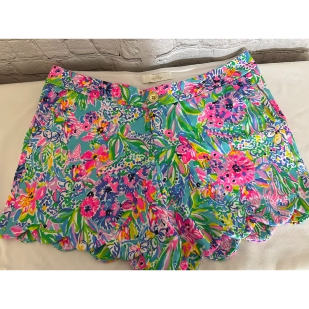 NWT Lilly Pulitzer Buttercup Knit Shorts Amalfi Blue Alligator Isle Size 8